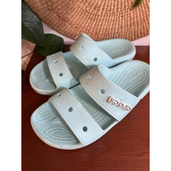 CROCS women’s size 8, blue strappy sandals - Picture 2 of 12